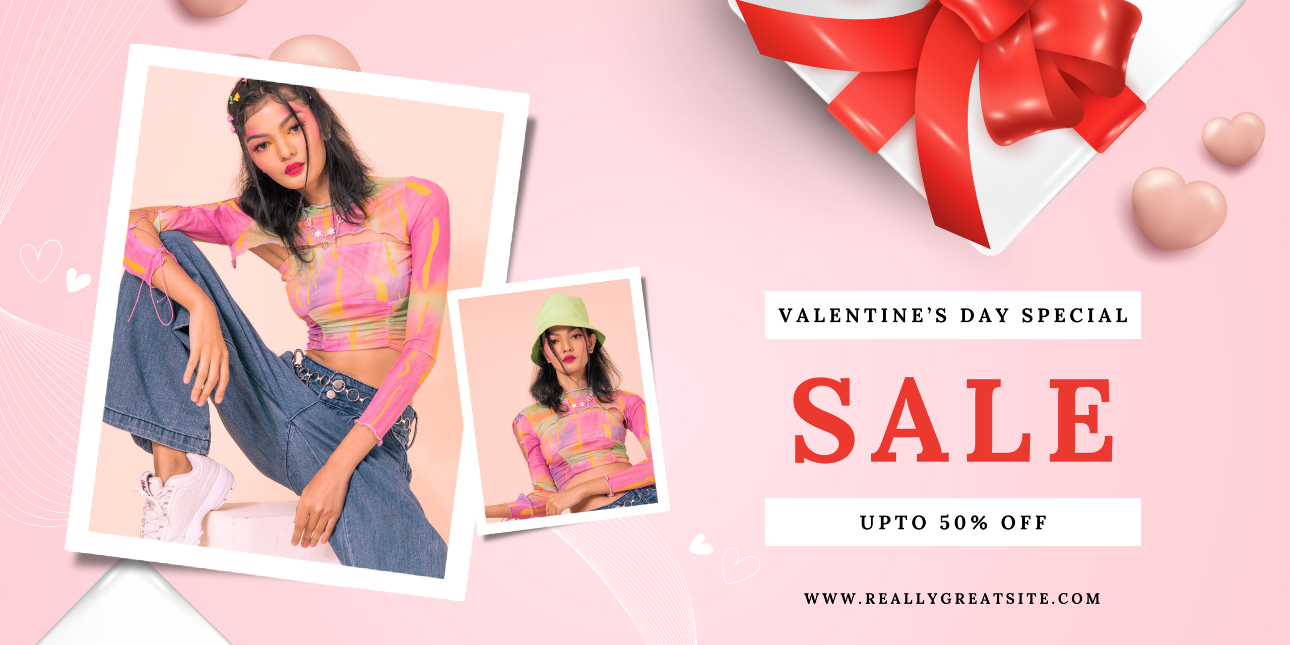 Pink Cute Valentine's Day Sale Banner